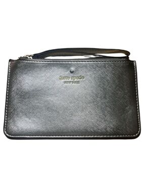 NWOT Kate Spade Silver Metallic Leather Wristlet – Sleek & Chic!